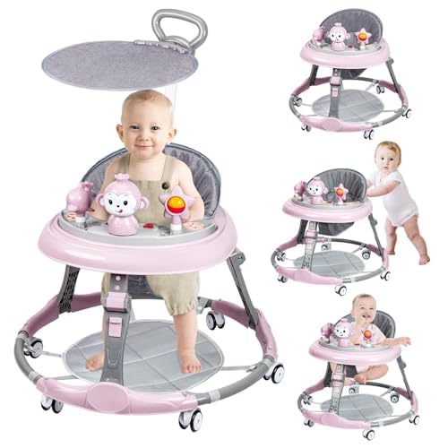Image of Baby Walker with Music, Infant Walker,Portable Walkers with Removable Music Tray & Footrests, Baby Walkers and Activity Center with 7 Gears Adjustable Height for 6-18 Months Baby Toddler Walker