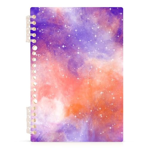 MOMORIN ノート ソフトリングノート A5 リングノート 横罫 メモ帳 星空 星 宇宙柄 おしゃれ 日記帳 変形 耐水 60枚 調整可能 ページ追加可能 小学生 中学校 文房具 仕事 まとめ買い 新学期 入学祝い プレゼント