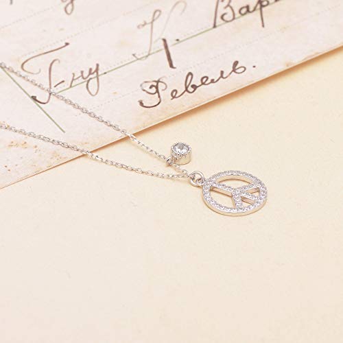 Paialco 925 Sterling Silver Peace Sign Pendant Necklace 16+2 Inches2