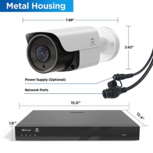 Gwsecu 4K Security Camera System, 8Pcs 8Mp Wired Bullet Ai Poe Cameras With Human Detection And Built-In Micphone, 2.8Mm Lens Fov 110 °,100Ft Ir Nightvision, 16 Channel Nvr With 4Tb Hdd, Gw-1608B8 #TOP6