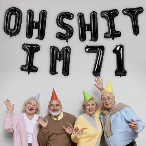 Image of Oh I'm 71! Latex Balloons 16 Inch Black Hallo Seventy One Cheers to 71 Years Old Theme Decor for Man Woman Happy 71st Birthday Party Photo Studio Prop Flag Decorations Favors Supplies