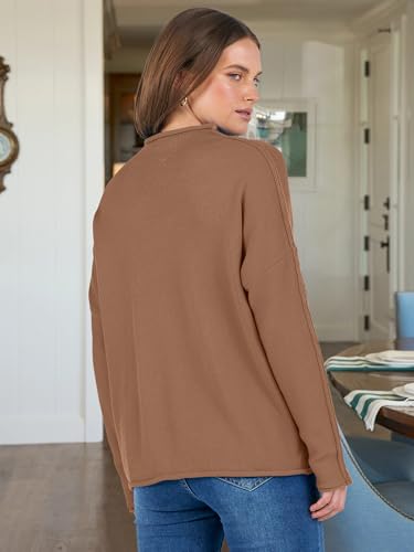 ANRABESS Women Casual Long Sleeve Mock Funnel Neck Knit Pullover Sweater Top 2025 Fall Fashion Outfits with Exposed Seam4
