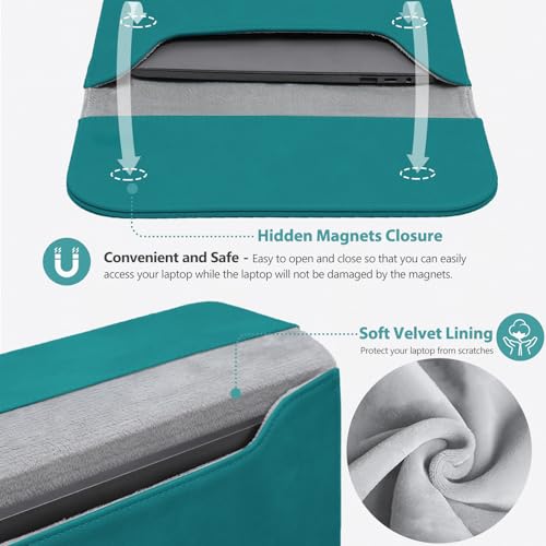HYZUO 13 Inch Laptop Sleeve PC Case for MacBook Pro 13 M2 M1 2025-2016, MacBook Air 13 M4 M3 M2 M1 2025-2018, 13" iPad Pro/Air, Surface Pro, XPS 13, with Small Bag, Deep Teal