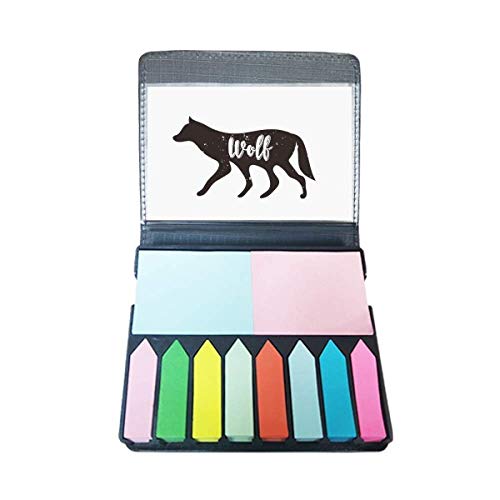 Marque-page autocollant loup noir et blanc en boîte de qualité