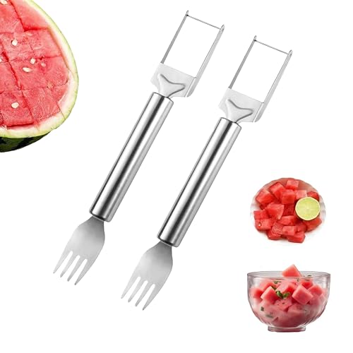 2 tagliafrutta in acciaio inox, taglia-frutta Fork, cubo di anguria,