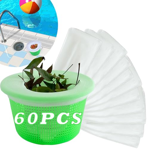 YOLAAH 60PCS Pool Skimmer Socks Above Ground and Inground Pool Pool Skimmer Basket Nets Ultra Fine Mesh Screen Pool Filter Socks for Pool Skimmer Basket