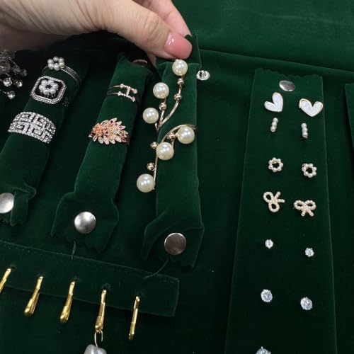 Image of UnionPlus Travel Jewelry Roll Organizer, Green