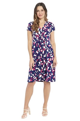 London Times Women's Dresses V-Neck Short Sleeve Smocked Detail Chic