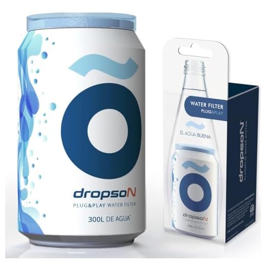 dropson Lata filtrante Filtro de Agua para Grifo, Membrana de microfiltración 100% Natural, 300 litros de Agua filtrada, monitorizable con Smartphone, Llena una Jarra de 1L en 1 min.