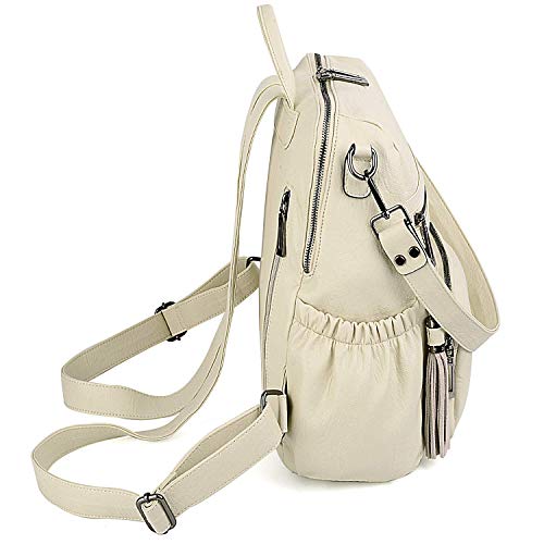 Image of UTO Women Backpack Purse Leather Vegan Ladies Fashion Designer Rucksack Convertible Travel Shoulder Bag with Tassel