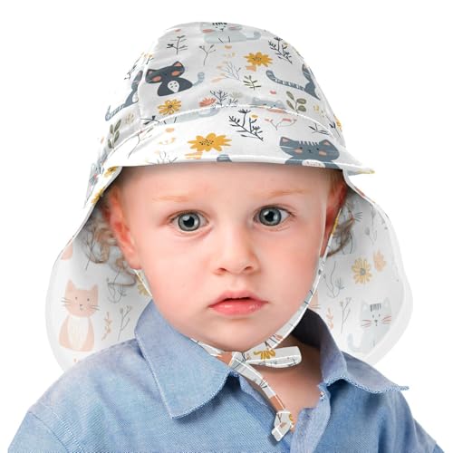 Cartoon Sweet Cat White Toddler Sun Hat Baby Boys' Hat Toddler Girl UV Protection Large Brim Traveling Camping2