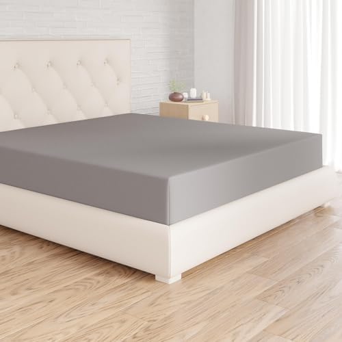 Amazon Basics Mikrofaser Spannbettlaken, 100% Polyester, Weich und Atmungsaktiv, 90cm x 190cm x 30cm, Dunkelgrau