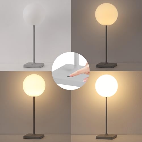JONATHAN Y JYL7167C-SET2 Allie 17.5" Modern Minimalist Indoor/Outdoor Metal Globe Rechargeable/Cordless Dimmable Integrated LED Table Lamp with Touch Sensor, Patio, Porch, Backyard, Gray (Set of 2) by JONATHAN Y - Image 7
