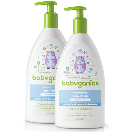 Image of Babyganics Daily Lotion, Fragrance Free, Non-Allergenic, 17 Fl Oz (Pack of 2), Packaging May Vary