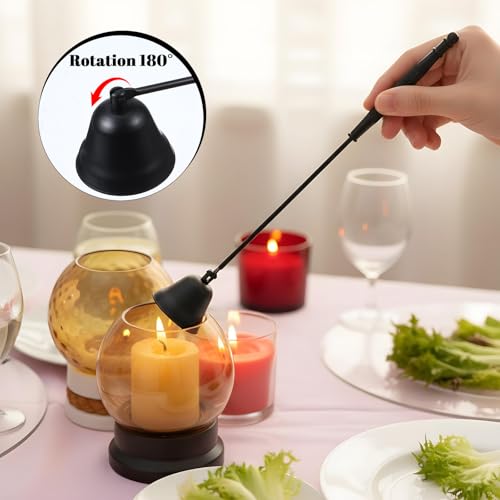 JOUTYFOR 6 Pack Black Candle Snuffer Vintage, Premium Stainless Steel Wick Flame Extinguisher, 8.3 Inch Wick Snuffer with Long Handle, Elegant Design for Candles, Candle Accessory for Candles Lovers
