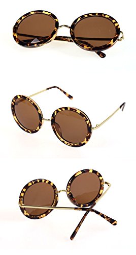 Chezi Women's Horn Rimmed Circle Lens Round Sunglasses