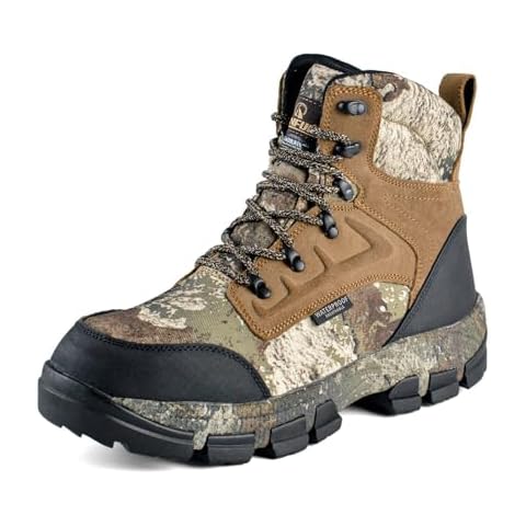 R RUNFUN Men's Hunting Boots Waterproof Hiking Boots Lace-up Insulated Work Boot, 7" Breathable Lightweight Outdoor Boot, 200g Insulation(RF2307-7CLP,Size13) Cover