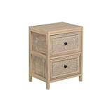 CAJONERA MADERA C/2 CAJONES MIMBRE, MADERA PAULOWNIA_40X30X52CM CAJONES:36X28X19CM