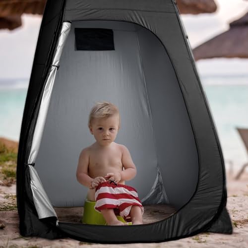 Image of ropoda Pop Up Tent 83 inch x 48 inch x 48 inch Upgrade Privacy Tent, Porta-Potty Changing Portable Changing Room Includes 1 Removable Bottom,8 Stakes,1Removable Rain Cover,1 Carrying Bag