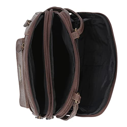 Image of MultiSac Women's Zippy Triple Compartment Crossbody Bag, Chocolate (Austin), One Size