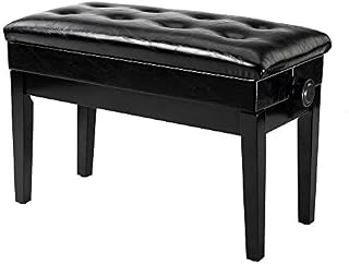 Bonnlo Adjustable Duet Piano Bench with Storage Black Faux Leather Piano Stool Deluxe