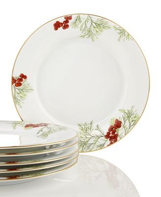 Charter Club Red Berry Set Of 6 Dinner Plates