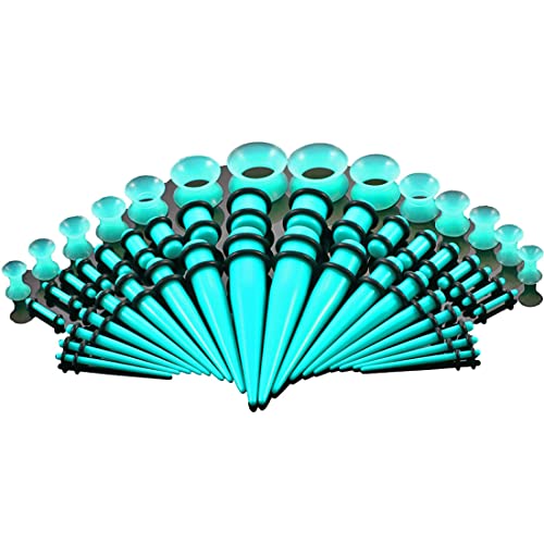 Huacan 50 Pieces Ear Stretching Kit - Ear Stretchers Tapers Gauge 1.6mm-10mm + Silicone Tunnels 3mm-12mm