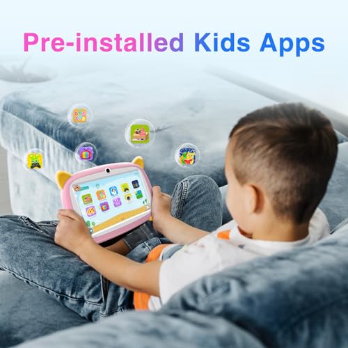 Image of DOOGEE U7 Tablet, 7 inch Android Tablet, 4+32GB ROM Pad,3400mAh Battery, Parental Control, Dual Camera, Shockproof Case, Educational, Games Bluetooth /WiFi (Pink)