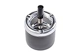 The Khan Outdoor & Lifestyle Company Quantum Abacus Runder Windaschenbecher/Drehaschenbecher aus Zinklegierung, poliertes Metall/schwarz, 7,5cm Durchmesser, Mod. 4543-04 (DE)
