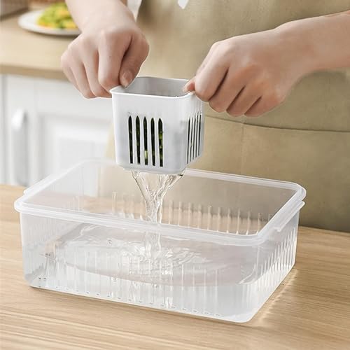Image of Shuttle Art 6 in 1 Fridge Storage Boxes Freezer Storage Containers, Kitchen Storage Set, Vegetable Storage, Draining Crisper Refrigerator Food Box, Container for Kitchen Storage
