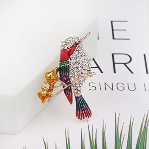 Image of Creative Alloy Rhinestone Branch Bird Brooch, Personalized and Versatile Women's Clothing Chest Flower Jewelry Brooch