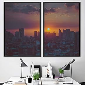 signwin 2 Piece Framed Canvas Wall Art Cityscape...
