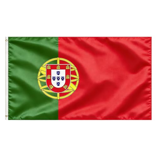 VELIFFCO Portugal Flag Flag of Portugal 3x5 Ft - Polyester Lightweight Flags with 2 Brass Grommets for Portuguese Party Decorations Sports Events Decorations