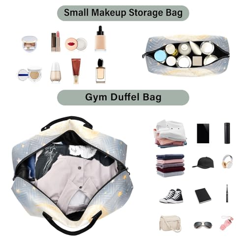 Large Travel Duffel Bag, Sleep Cat Sports Tote Gym Bag, Shoulder Weekender Overnight Bag for Women Men, Carry On Luggage with Toiletry Bags4