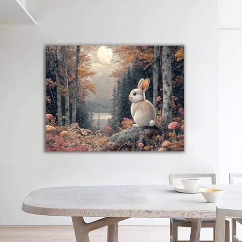 Poster lapin rétro 60x80cm pour salon moderne et élégant