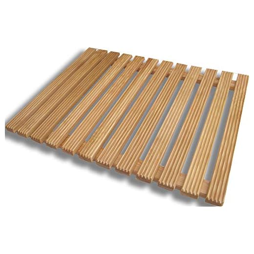 CASTELMERLINO Caillebotis de Douche en mélèze 55x69 cm pour receveurs de Douche 70x90