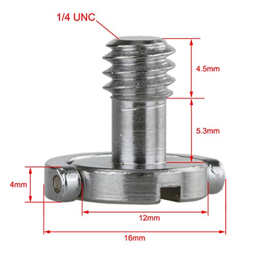 Haoge 1/4"-20 D-Ring Stainless Steel Mounting Fixing Screw For Camera Tripod Monopod Quick Release Plate (Pack Of 2) #TOP4