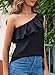 Dokotoo Womens Tops Dressy Casual Spring Summer One Shoulder Tops Ruffle Neck Fashion 2026 Loose Casual Tunic Blouses Flowy Sleeveless Black Shirts Large