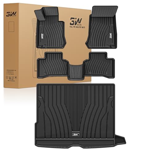 3W Floor Mats & Cargo Liner for Mercedes Benz GLC 2016-2022, TPE All Weather Custom Fit Floor Liner & Trunk Mats, Car Mats for GLC300/GLC350e/GLC43 AMG/GLC63 AMG/GLC63 AMG S Accseeories, Bla