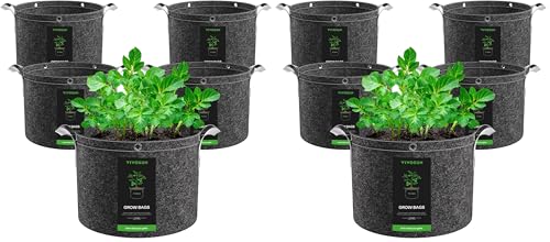 Image of VIVOSUN 10-Pack 15 Gallon Grow Bags, 500G Thick Nonwoven Fabric Pots with Strap Handles, Multi-Purpose Rings, for Low Stress Plant Training Fruits, Vegetables, and Flowers