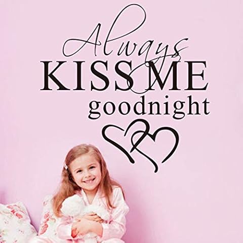 MAKLYER Always Kiss Me Wall Sticker Home Decor DIY Sticker, Romance Home Decoration Words Art Decor, Home Wall for Bedroom Art Home Decor Size 22.44" x 8.26", Black Cover