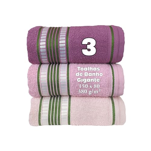 Kit c/ 3 Toalha de Banho Banhão Gigante 80cm x 150cm Toalhas Grande Macia 100% Algodão Tolha Banhao