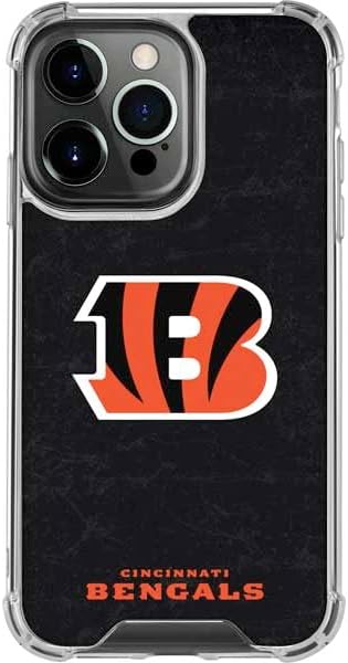 Skinit Clear Phone Case Compatible with iPhone 14 Pro - Officially Licensed NFL Cincinnati Bengals - Distressed Design