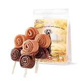 Pawmate Triple Flavor Dog Treats Chicken Duck Rawhide Lollipops, Long Lasting Rawhide Sticks Dog Chews in Fun Shape, High Protein Healthy Chewy Training Snacks for Medium Large Dogs, 4 Counts, 10.6 oz