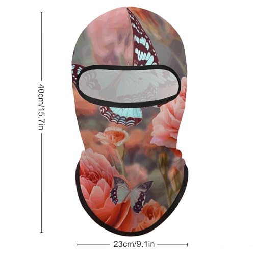 Balaclava para hombre, máscara para esquí y ciclismo con diseño de mariposa y flores, cubreboca para invierno miniatura 2