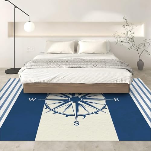 Tapis salon lavable 160x250cm résistant aux taches et de style marin