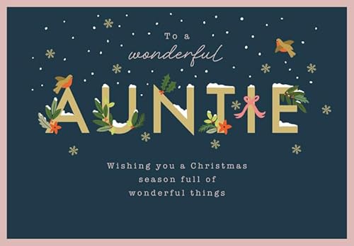 Christmas Card, To a Wonderful Auntie - 9 x 6 inches - Piccadilly Greetings