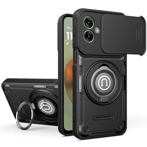 Coque Moto G55 5G antichoc antichute housse de protection rigide noire avec support arrière