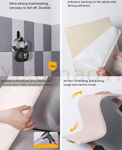 Paneles de pared acolchados 3D y pegatinas autoadhesivas anticolisión para dormitorio 6