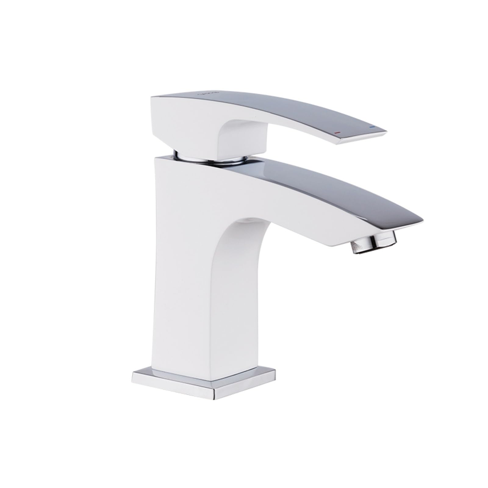Grifo de lavabo de latón cromado blanco monomando para lavabo de baño con mezcla de agua